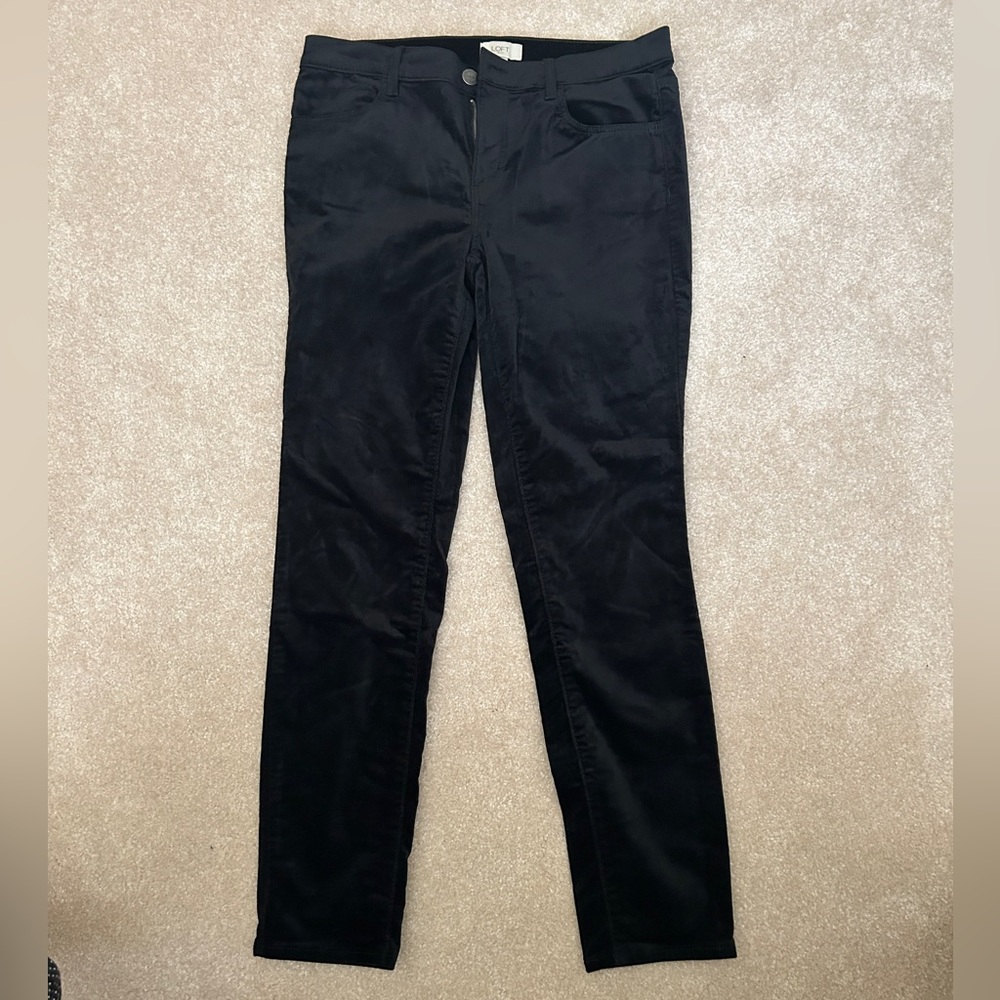 Loft black velvet skinny pant